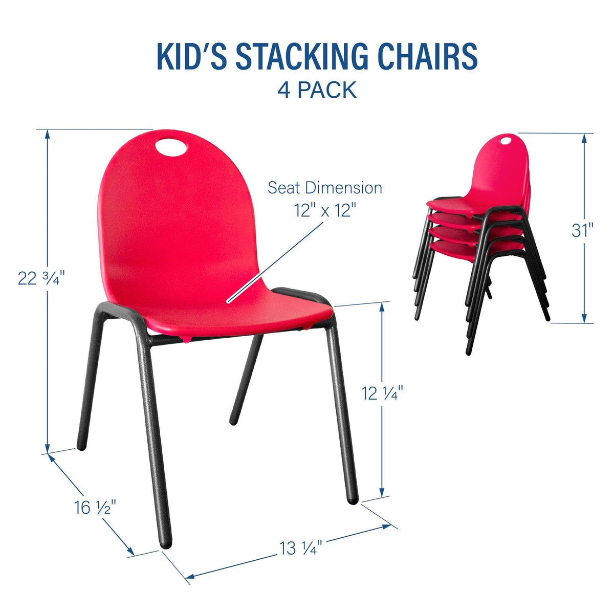 Kid's Stacking Chairs-4 Pack - Prioka