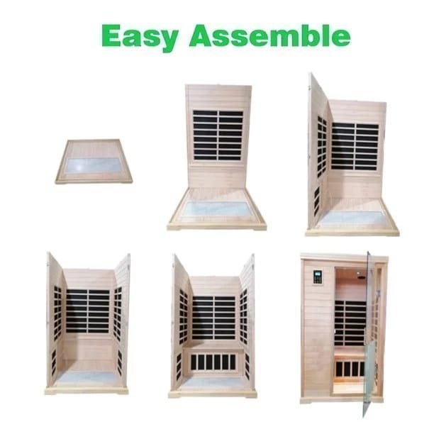KUNSANA Far infrared sauna room,One person size, Hemlock Wooden Far Infrared Sauna for Home - Prioka