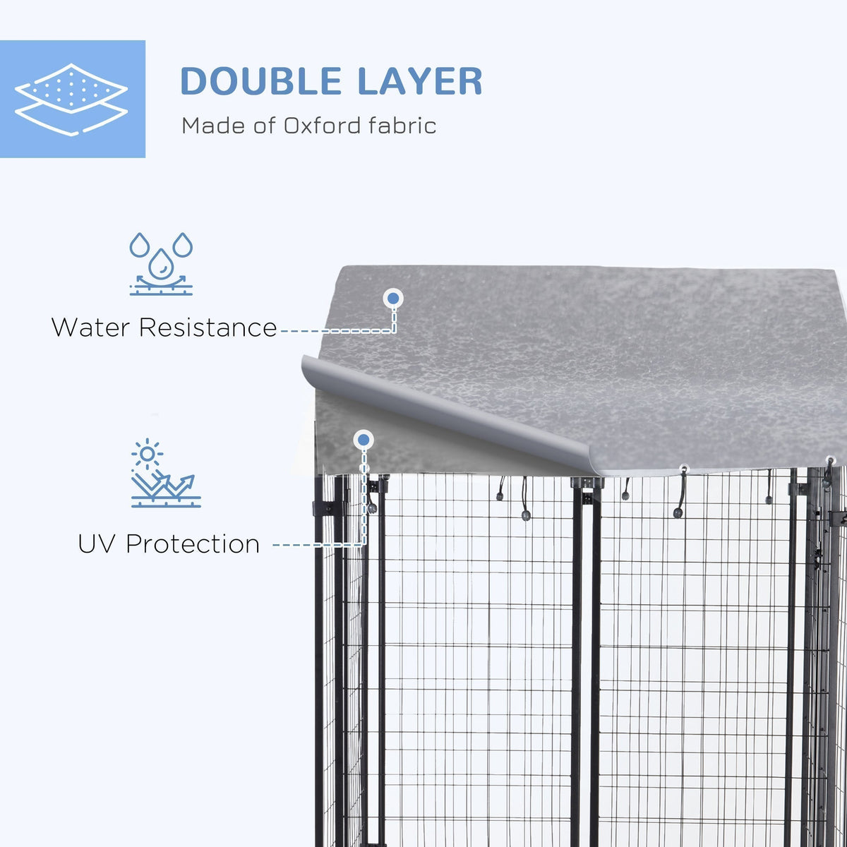 Large Outdoor Dog Kennel Galvanized Steel Fence with UV-Resistant Oxford Cloth Roof & Secure Lock 48" x 48" - Prioka