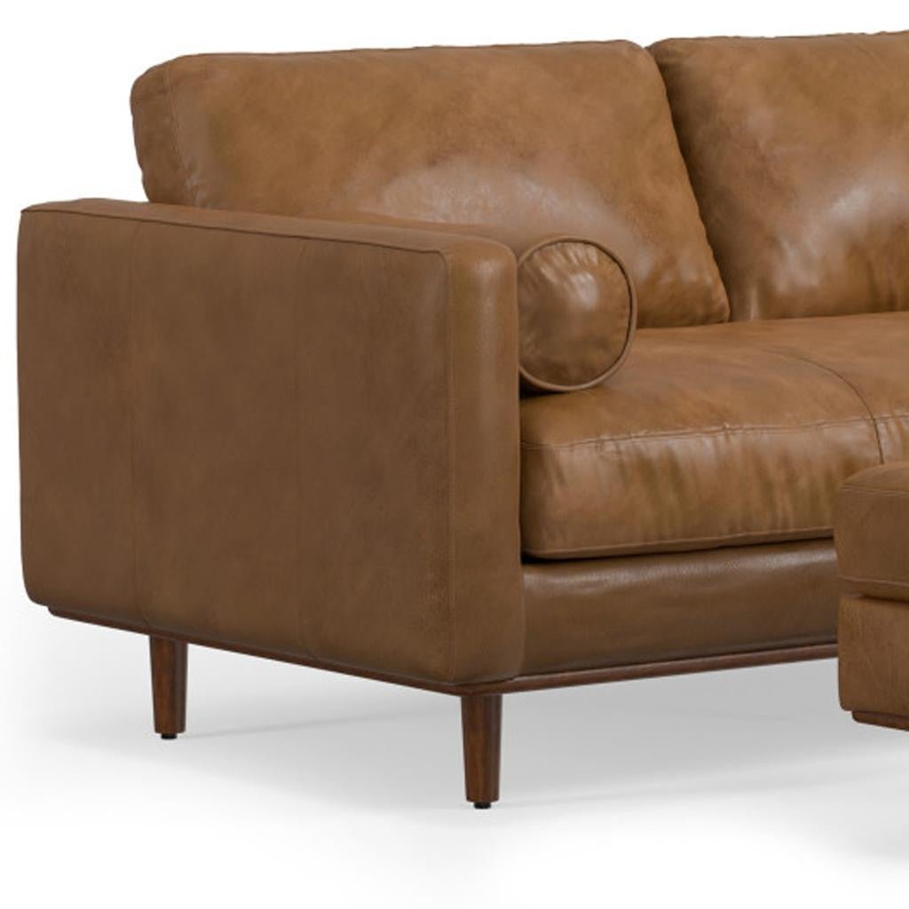 Lennox Leather Sofa with Ottoman – Brown - Prioka