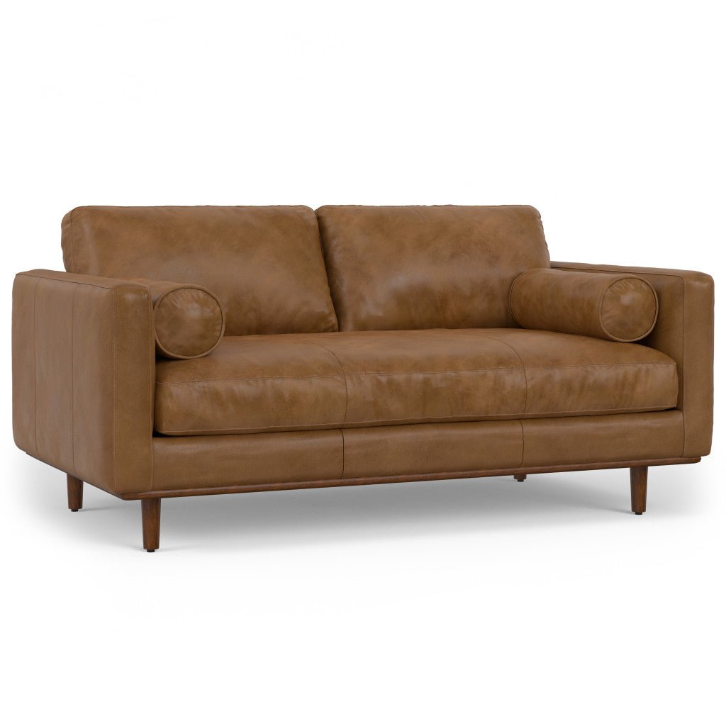 Lennox Leather Sofa with Ottoman – Brown - Prioka