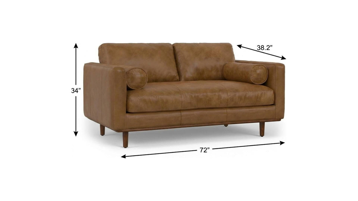 Lennox Leather Sofa with Ottoman – Brown - Prioka