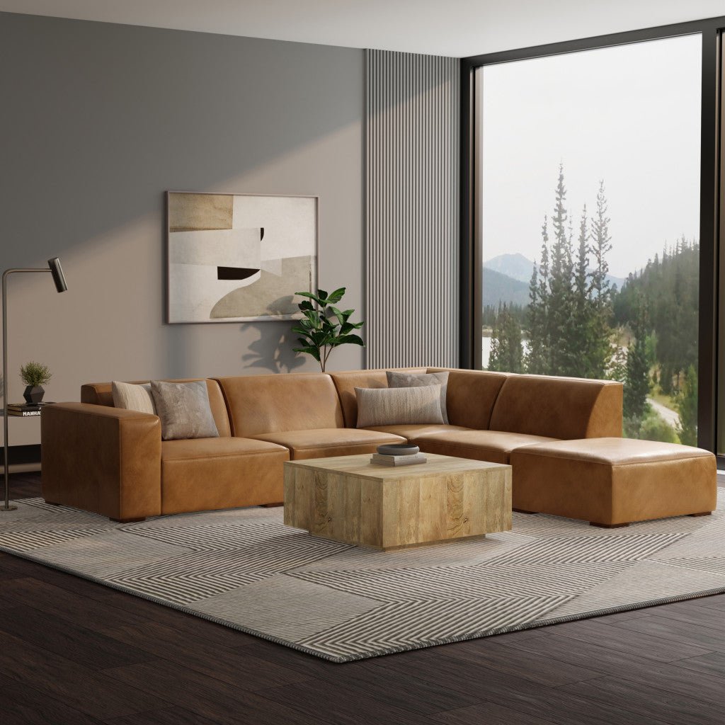 Lennox Leather Sofa with Ottoman – Sienna - Prioka