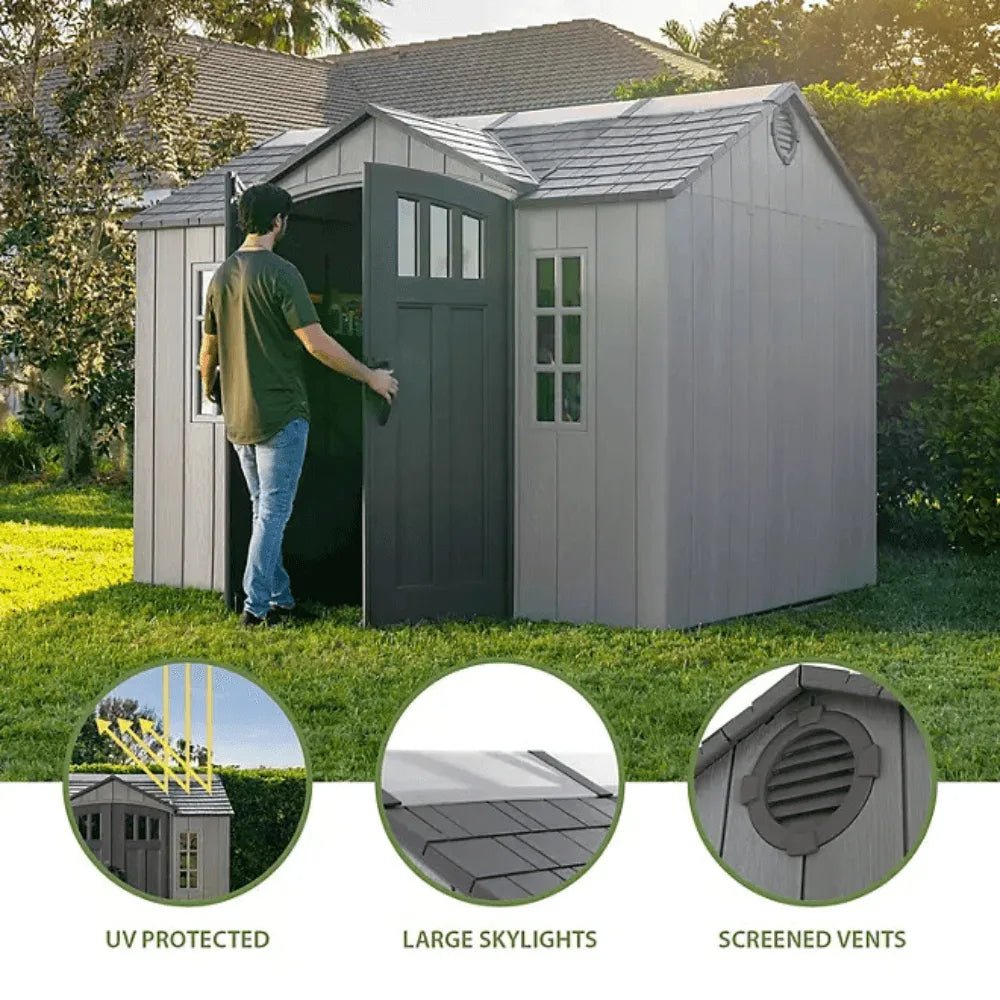 Lifetime 10 ft. x 8 ft. Outdoor Storage Shed, Gray - Prioka