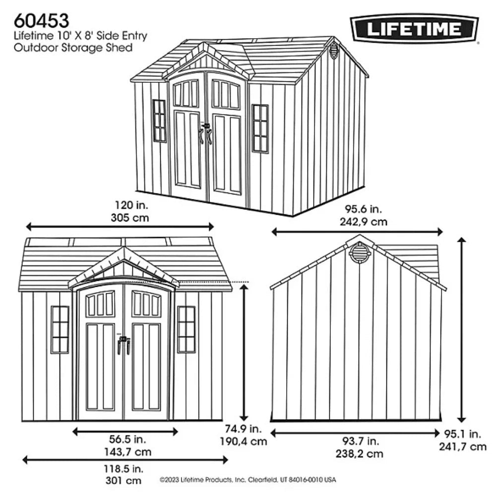 Lifetime 10 ft. x 8 ft. Outdoor Storage Shed, Gray - Prioka