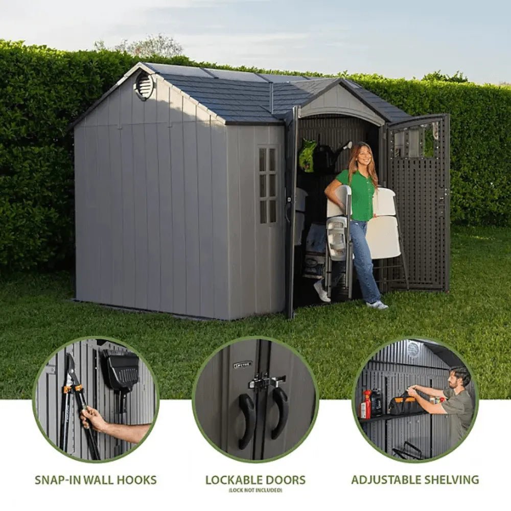 Lifetime 10 ft. x 8 ft. Outdoor Storage Shed, Gray - Prioka