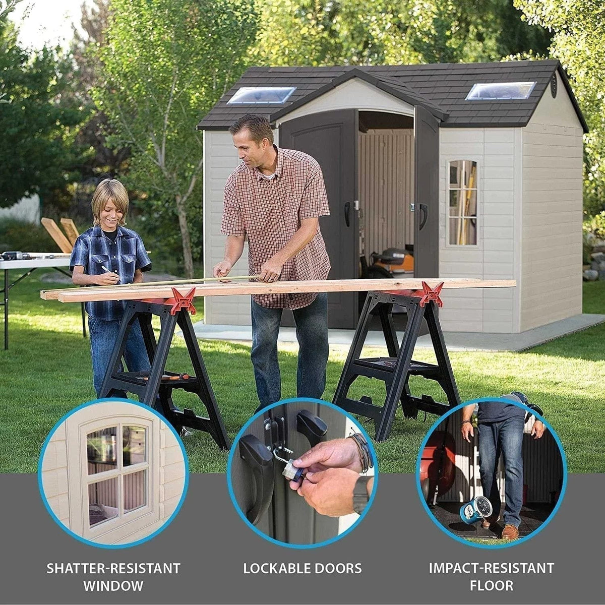 Lifetime 10′ x 8′ Outdoor Storage Shed with Carriage Doors Foundation and Installation Included. - Prioka