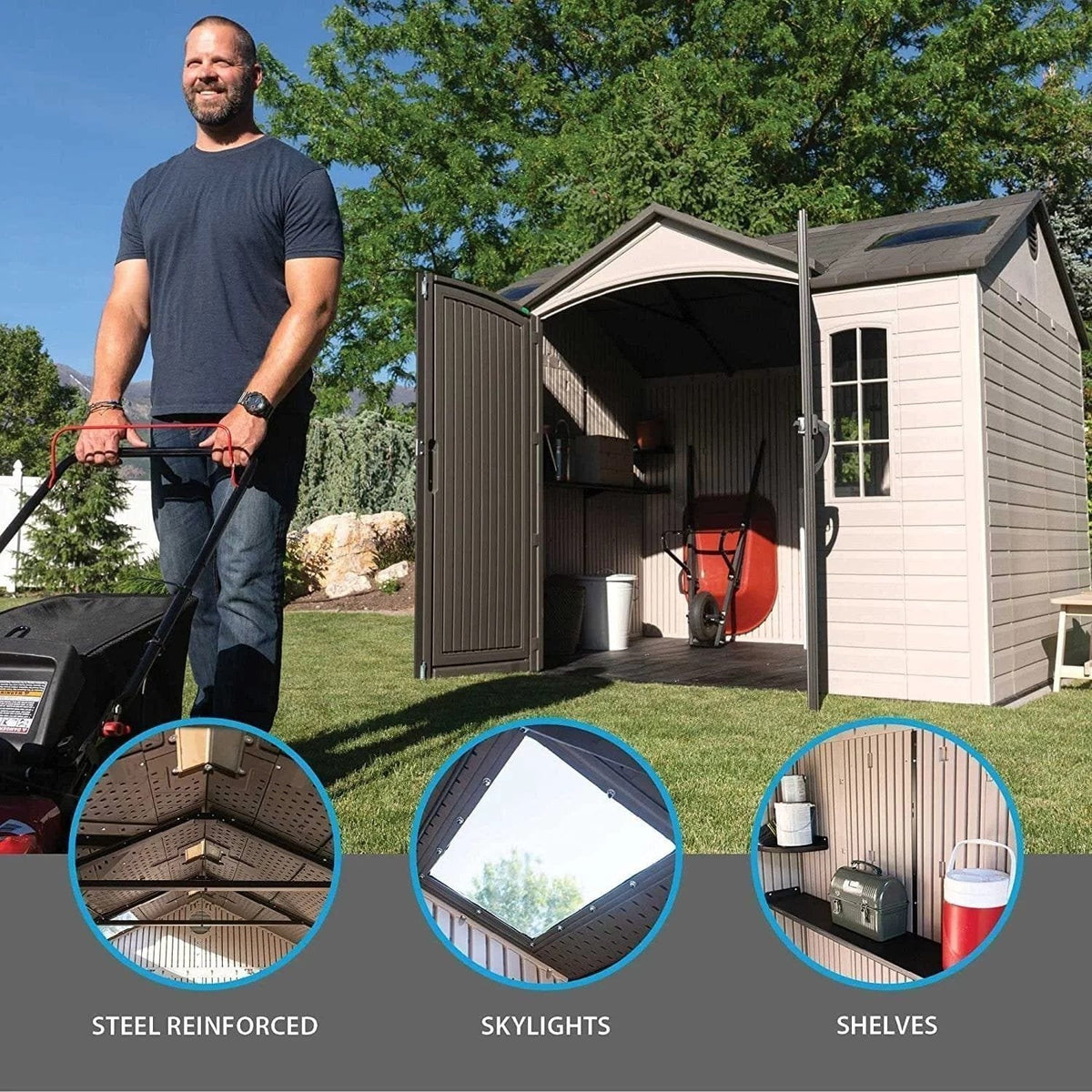 Lifetime 10′ x 8′ Outdoor Storage Shed with Carriage Doors Foundation and Installation Included. - Prioka