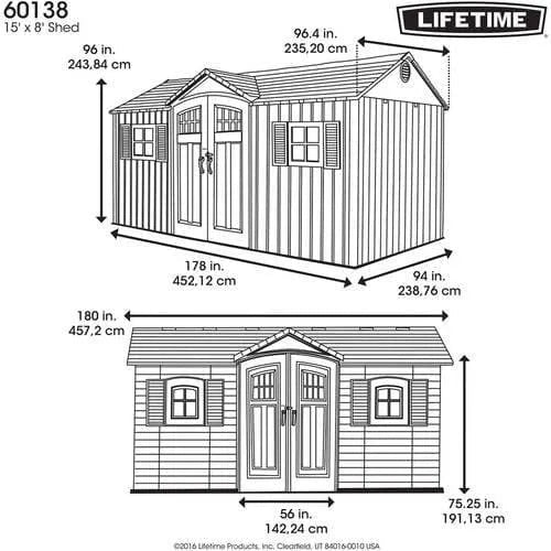 Lifetime 15′ x 8′ Shed (Side Entry) - Prioka