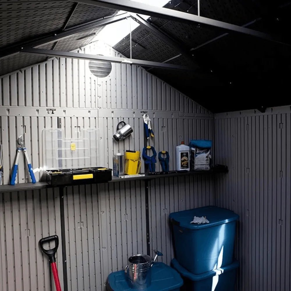 Lifetime 8 ft. x 10 ft. Outdoor Plastic Storage Shed with Floor and Windows (Model 60238) - Prioka