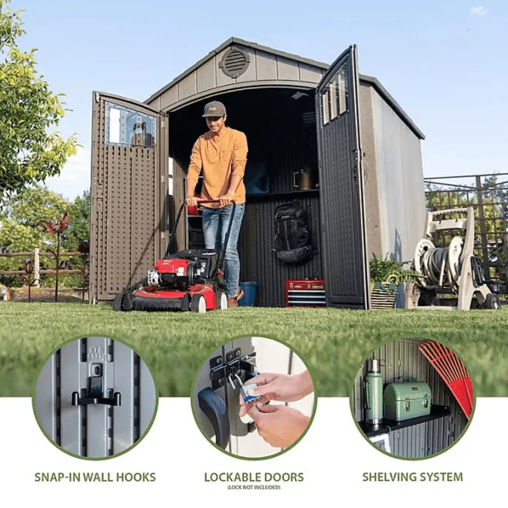 Lifetime 8 ft. x 7.5 ft. Rough Cut Outdoor Storage Shed, Light Brown - Prioka