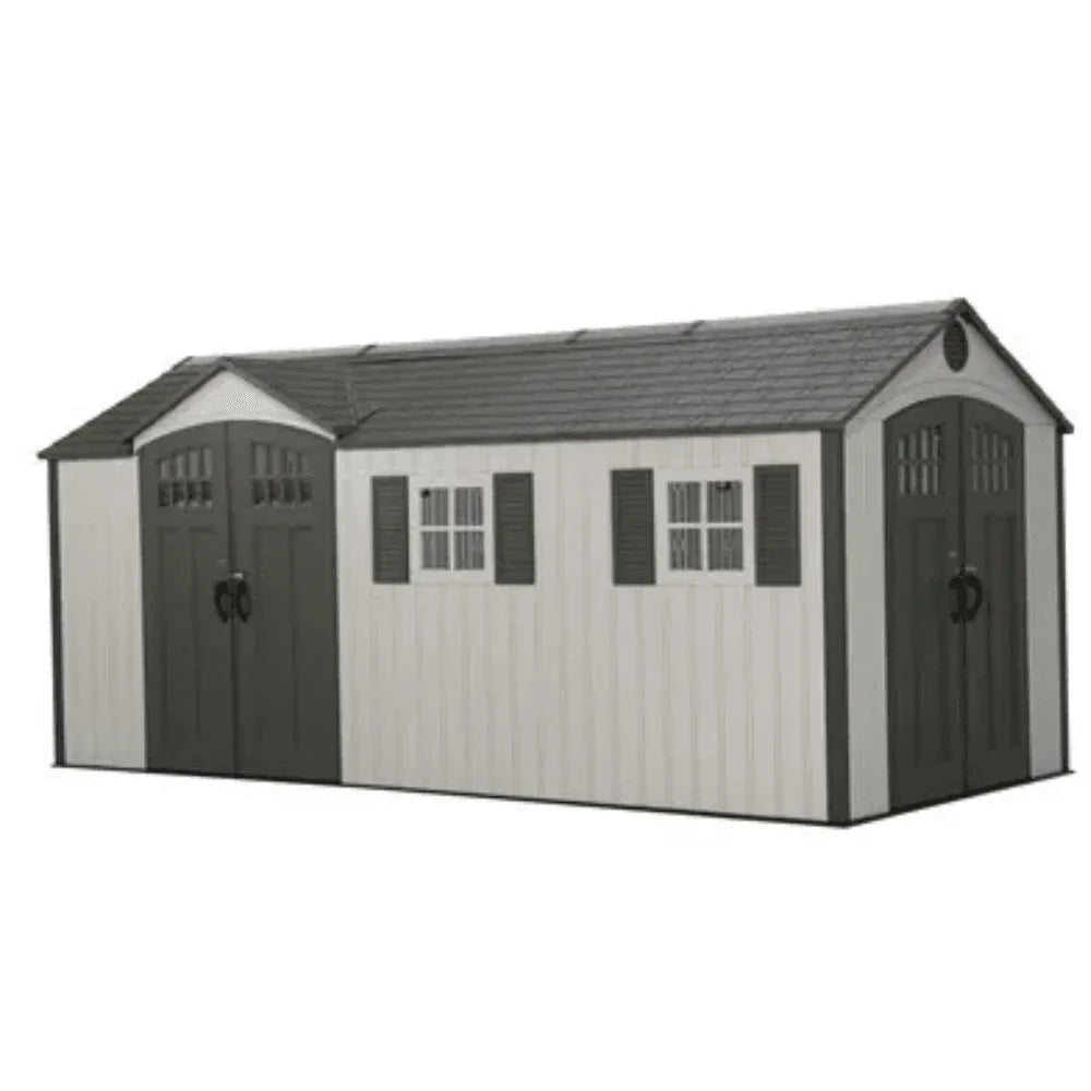 Lifetime 8 x 17.5 ft. Dual Entry Outdoor Storage Shed, Tan (Model 60213) - Prioka