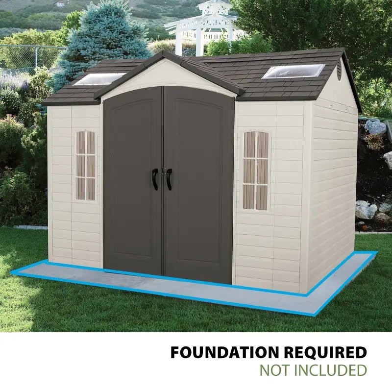 Lifetime Lockable Polyethylene Outdoor Storage Shed, 10′ x 8′, Tan & Browns (60005) - Prioka