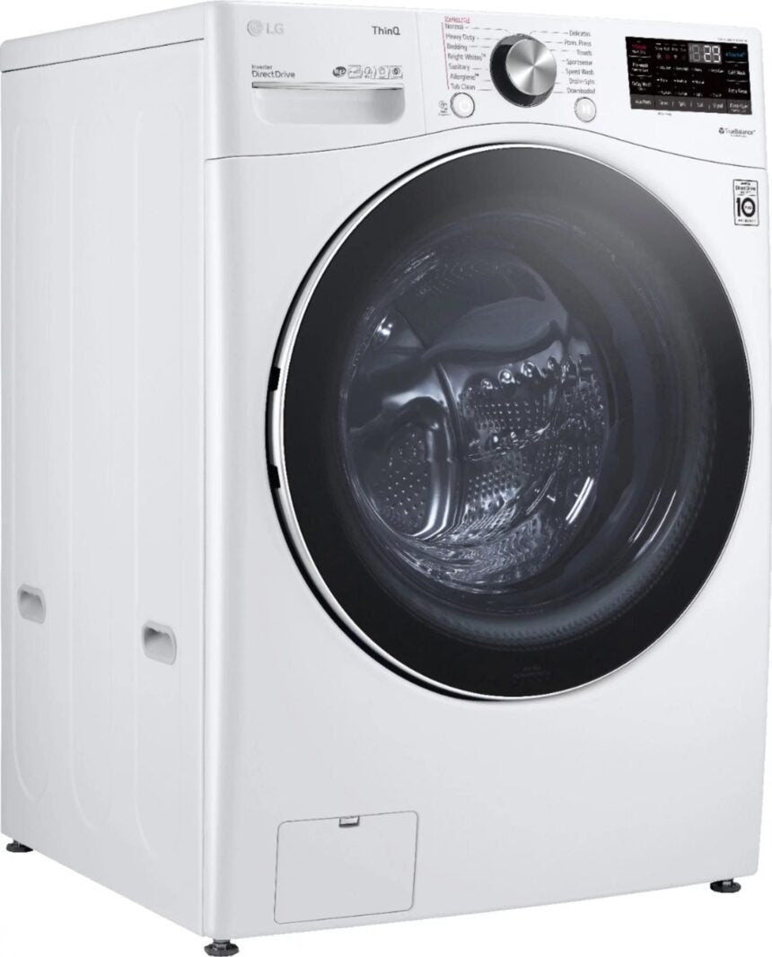LG – 5.0 Cu. Ft. High-Efficiency Stackable Smart Front Load Washer with Steam and Built-In Intelligence – White