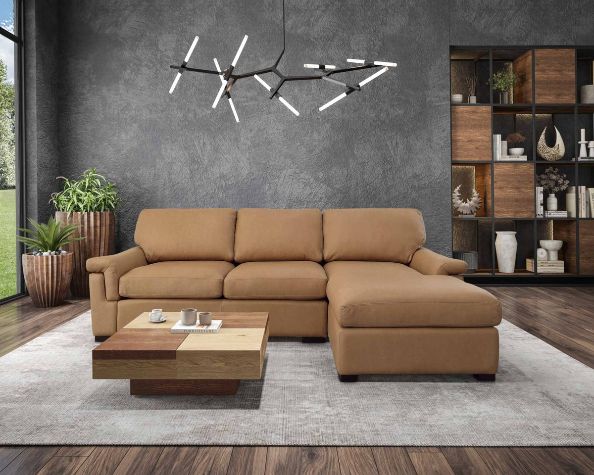 Lusso Leather Sofa With Chaise - Prioka