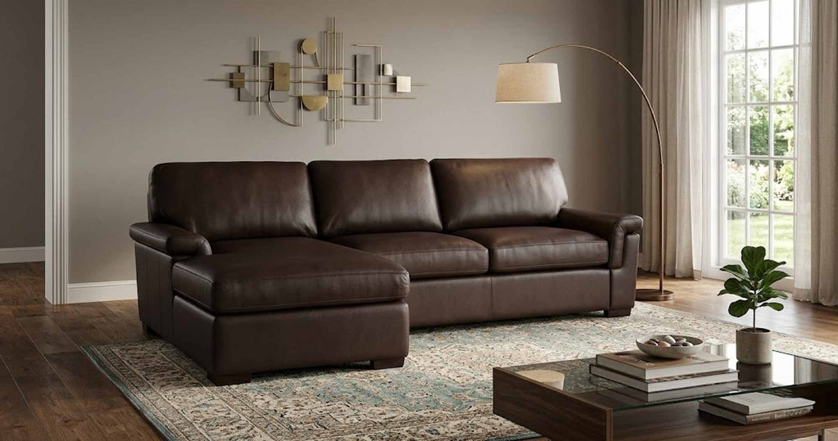 Lusso Leather Sofa With Chaise - Prioka