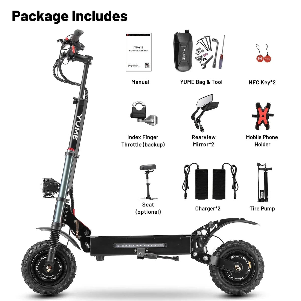 M YUME SCOOTER Y11+ Dual Motors 6000W 50 Miles Long Range and 50 mph Fastests Electric Scooters for Adults - Prioka