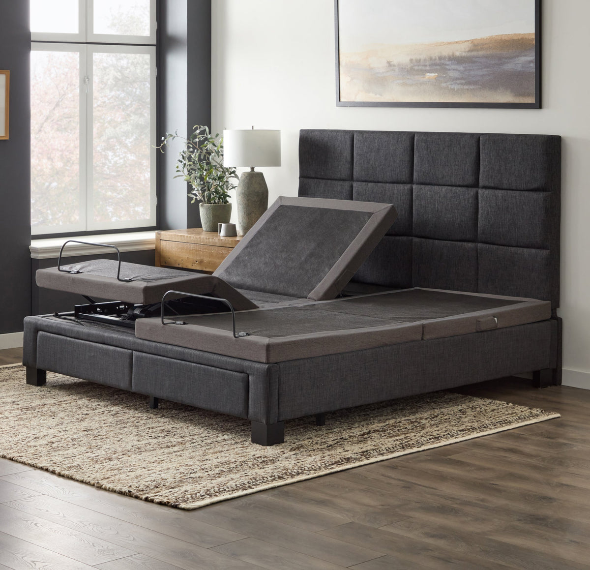 Malouf M455 Smart Adjustable Bed Base - App-Controlled with Massage - Prioka