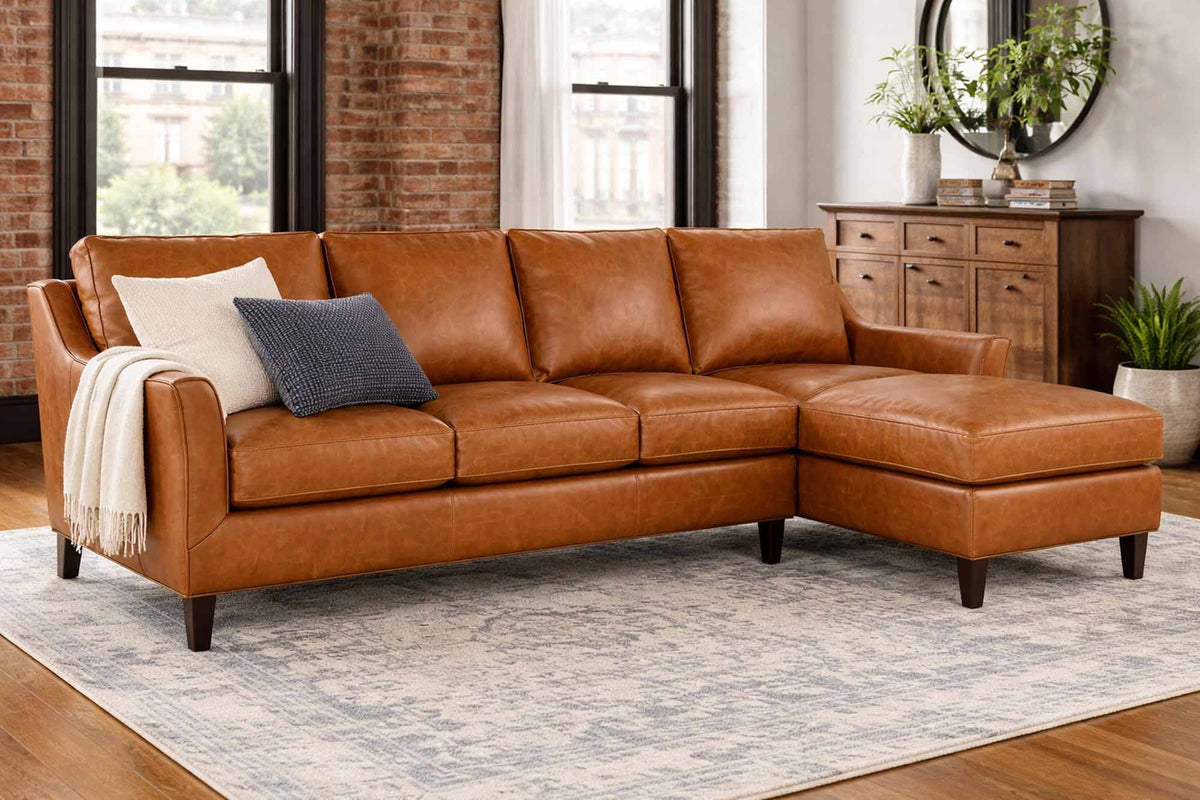 Marleigh Leather Sofa With Chaise - Prioka