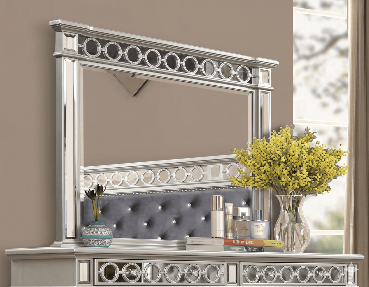 McFerran Home Furnishing B1689 Silver & Grey Velvet Bedroom Set - Prioka