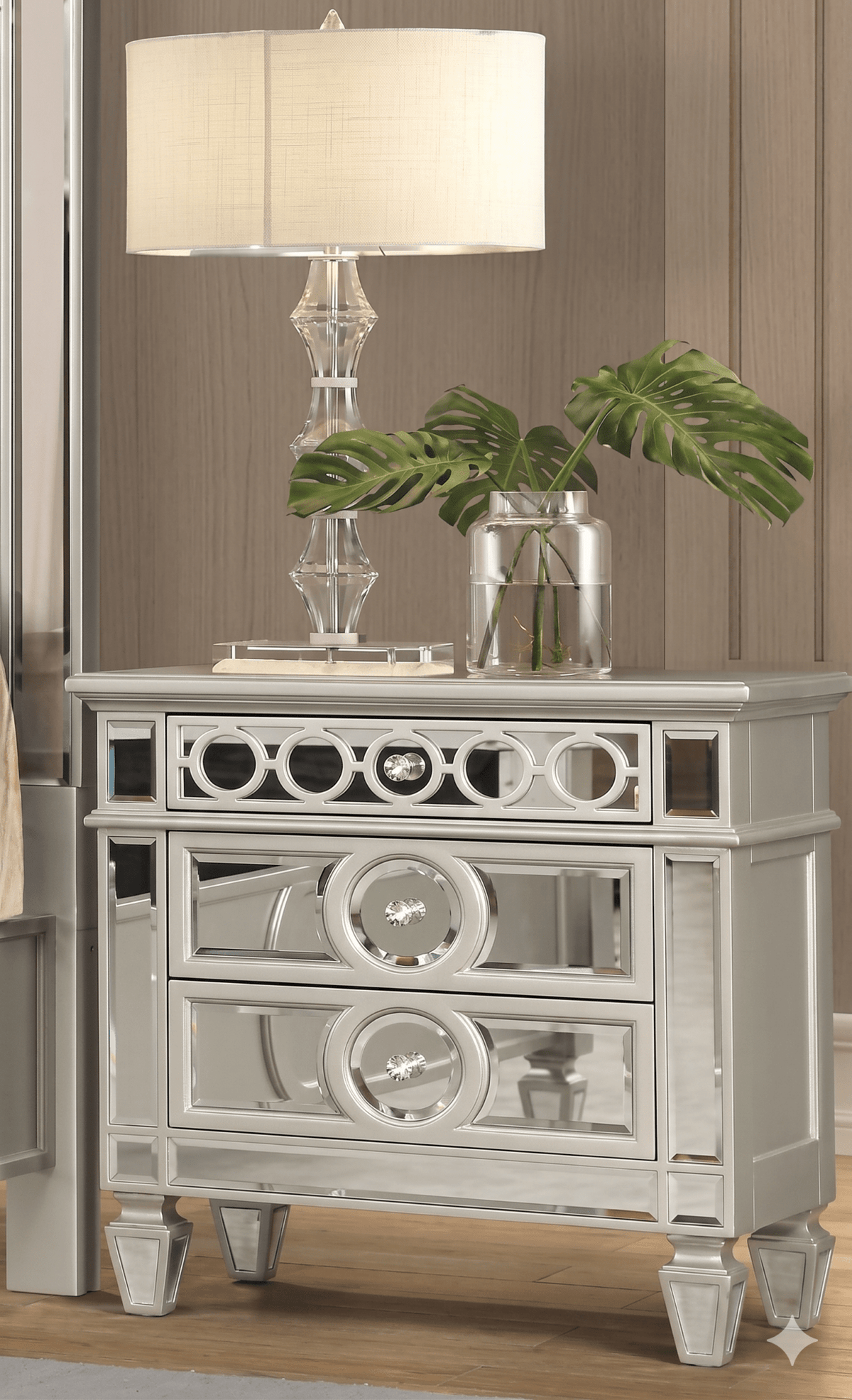 McFerran Home Furnishing B1689 Silver & Grey Velvet Bedroom Set - Prioka