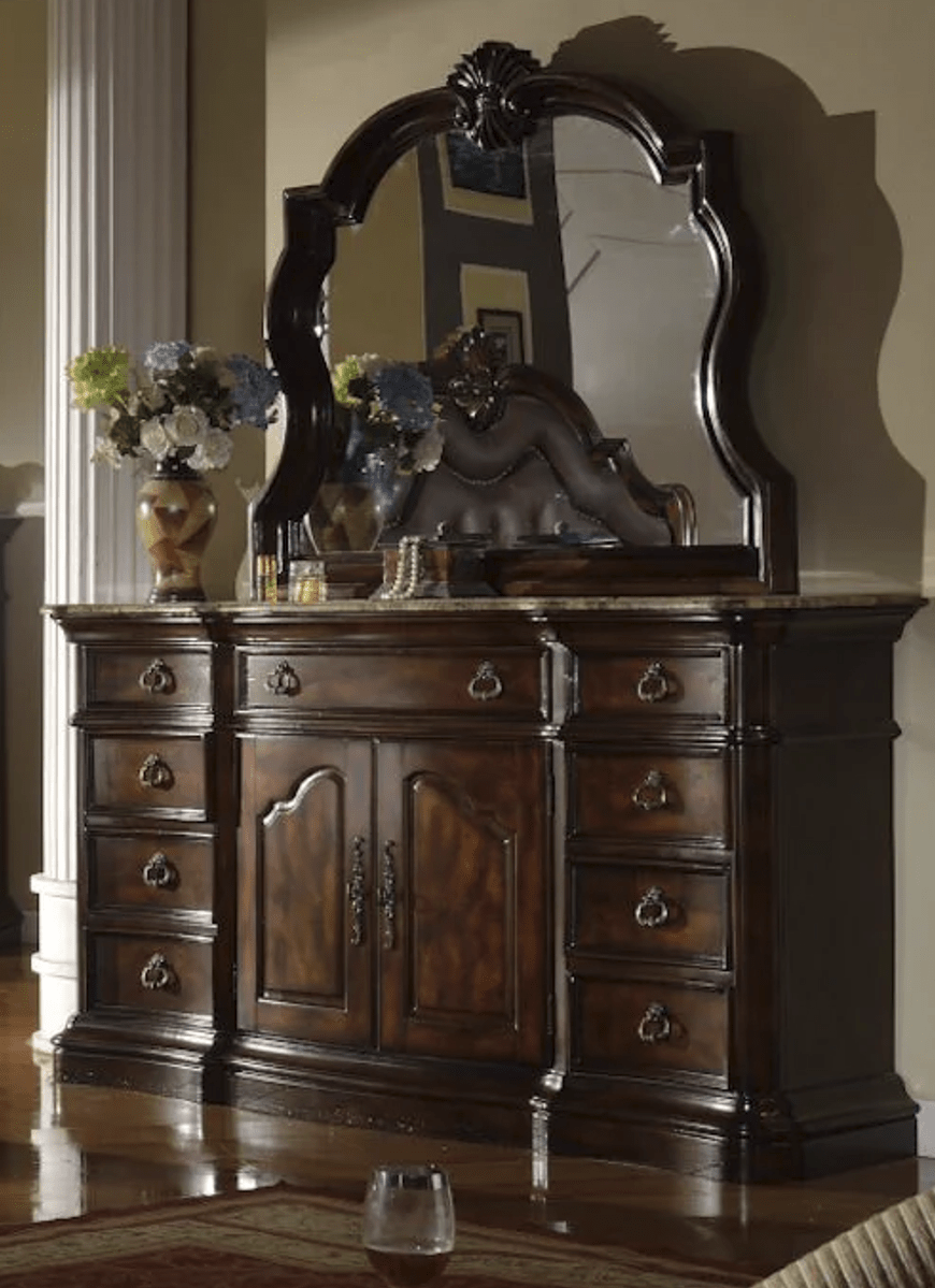 McFerran Home Furnishings B6005 Canopy Bedroom Set – Traditional Carved Solid Wood in Rich Brown Finish - Prioka