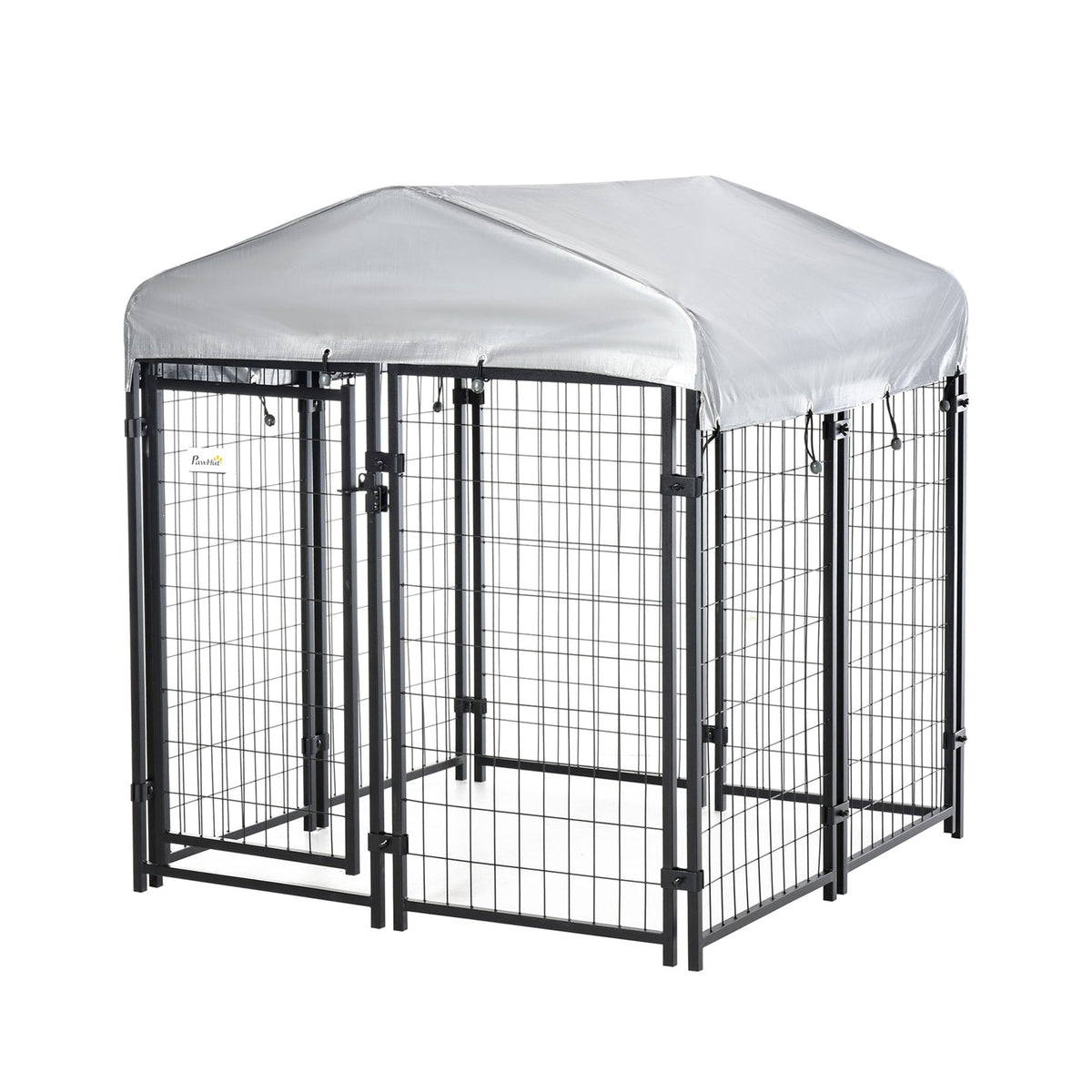 Medium-sized Outdoor Dog Kennel Galvanized Steel Fence with UV-Resistant Oxford Cloth Roof & Secure Lock 47.25" x 47.25" x 54.25" - Prioka