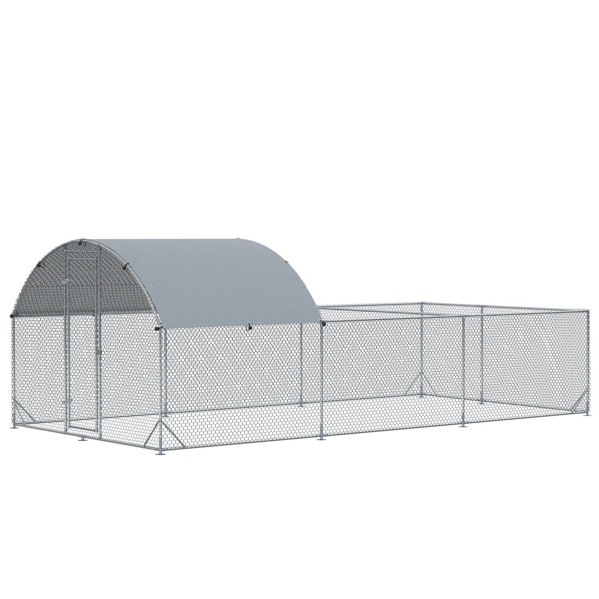 Metal Chicken Coop, Walkin Chicken Runs, Duck Rabbit Enclosure Pen, Outdoor Poultry Cage with Waterproof and Anti-UV Cover for Backyard, Farm, (1" Diameter, 18.7'L x 9.2'W x 6.4'H) - Prioka