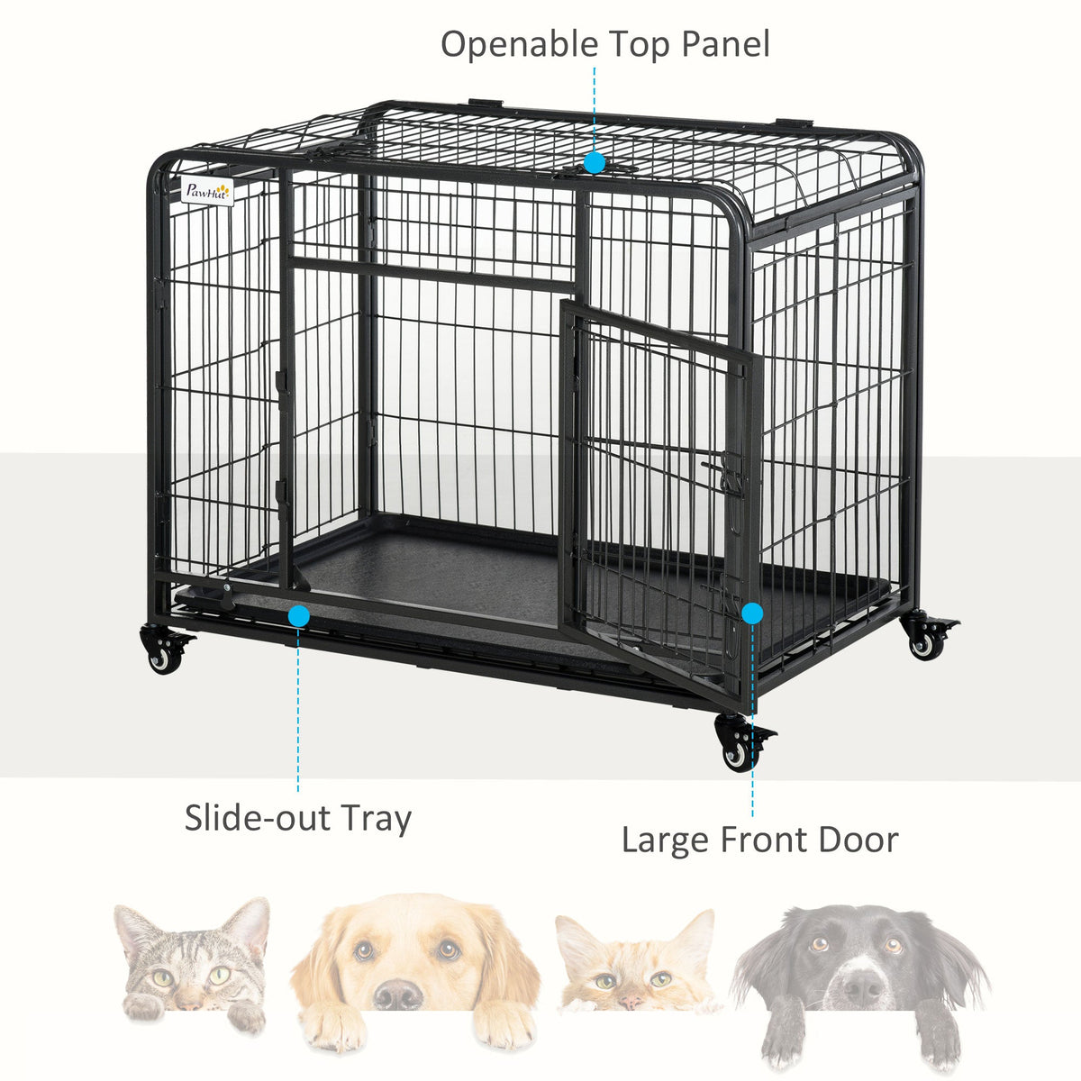 Metal Dog Crate Heavy Duty Kennel with Removable - Prioka
