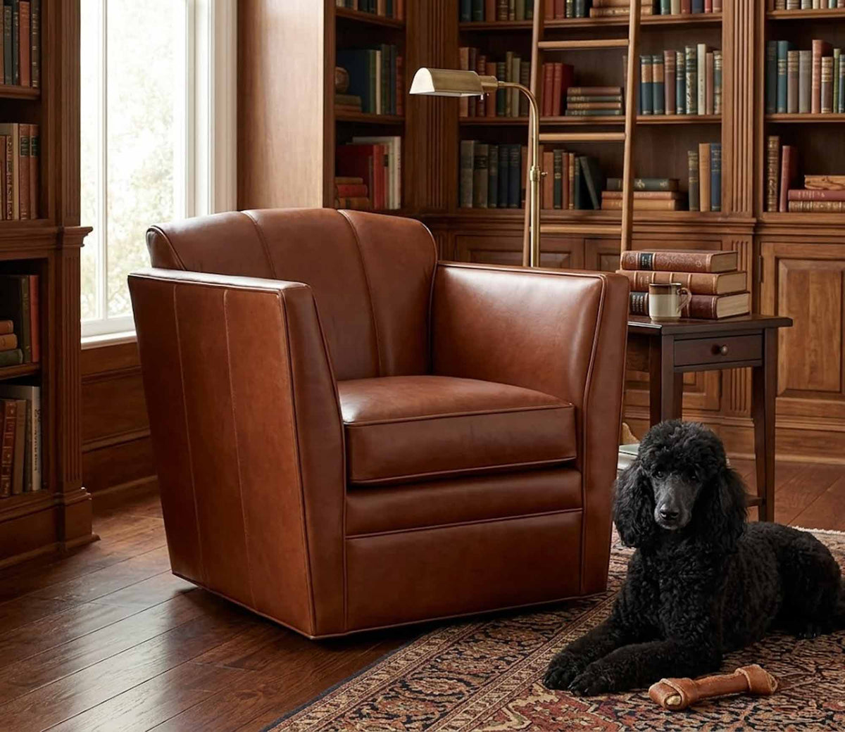Mila Leather Swivel Chair - Prioka