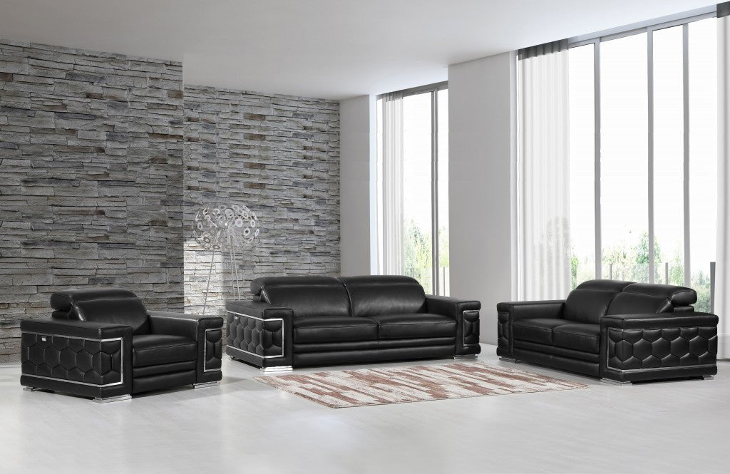 Milan Leather Seating Set – Black - Prioka