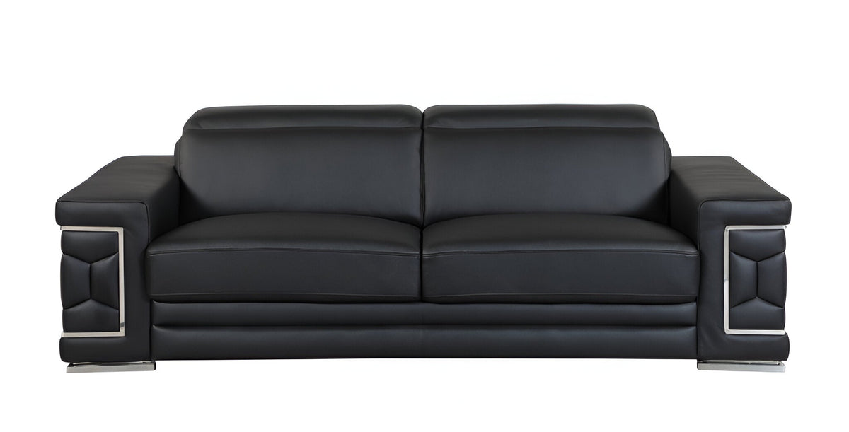 Milan Leather Sofa - Black - Prioka