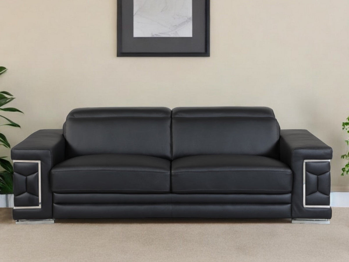 Milan Leather Sofa - Black - Prioka