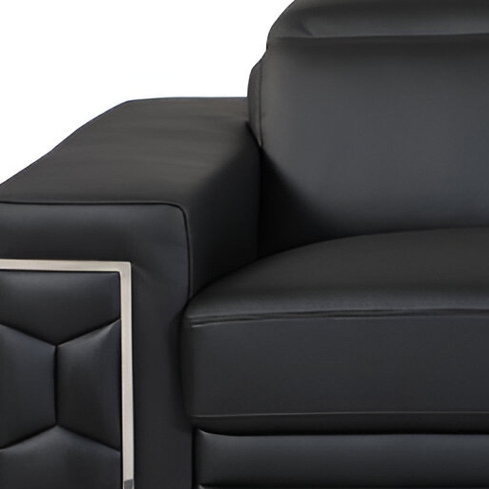 Milan Leather Sofa - Black - Prioka