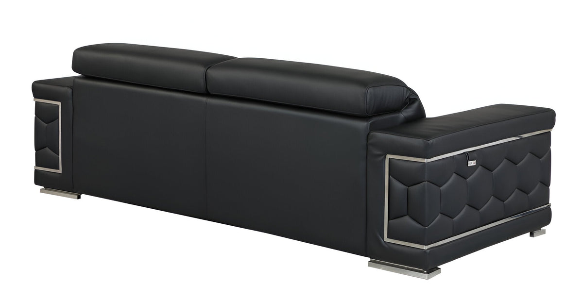Milan Leather Sofa - Black - Prioka