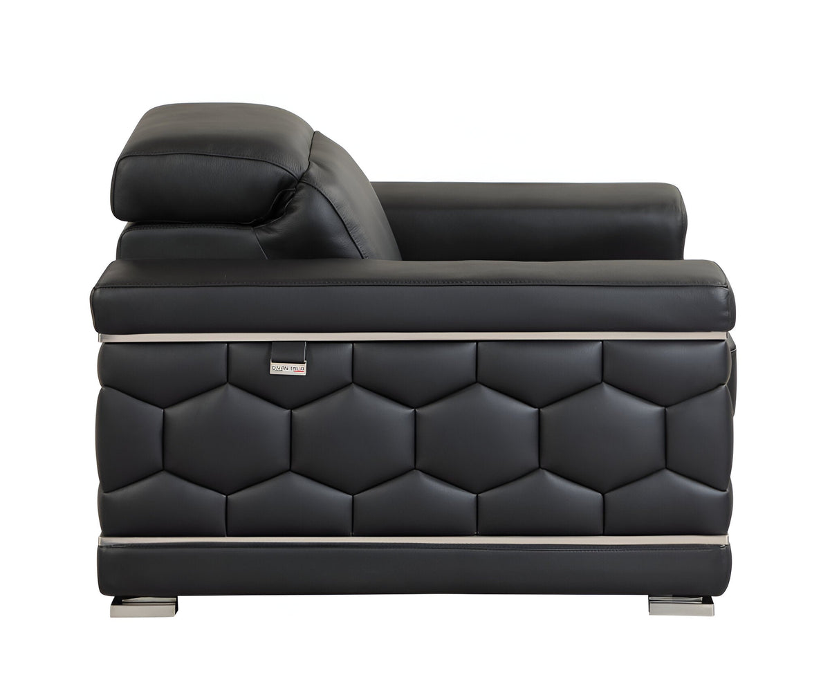 Milan Leather Sofa - Black - Prioka