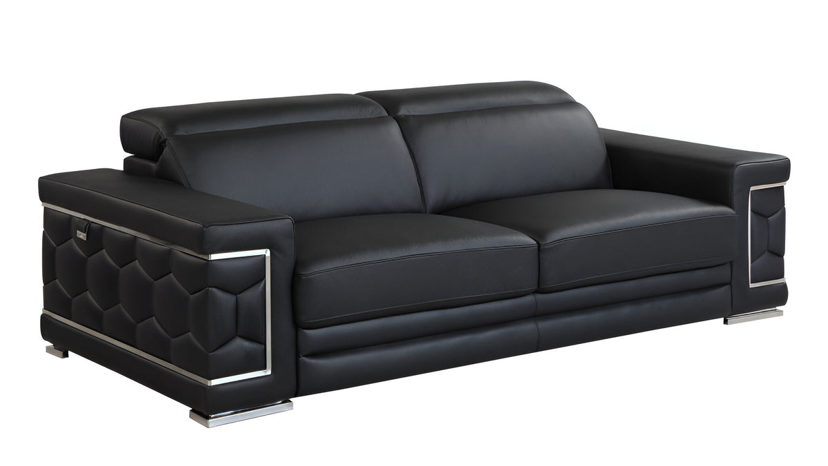 Milan Leather Sofa - Black - Prioka