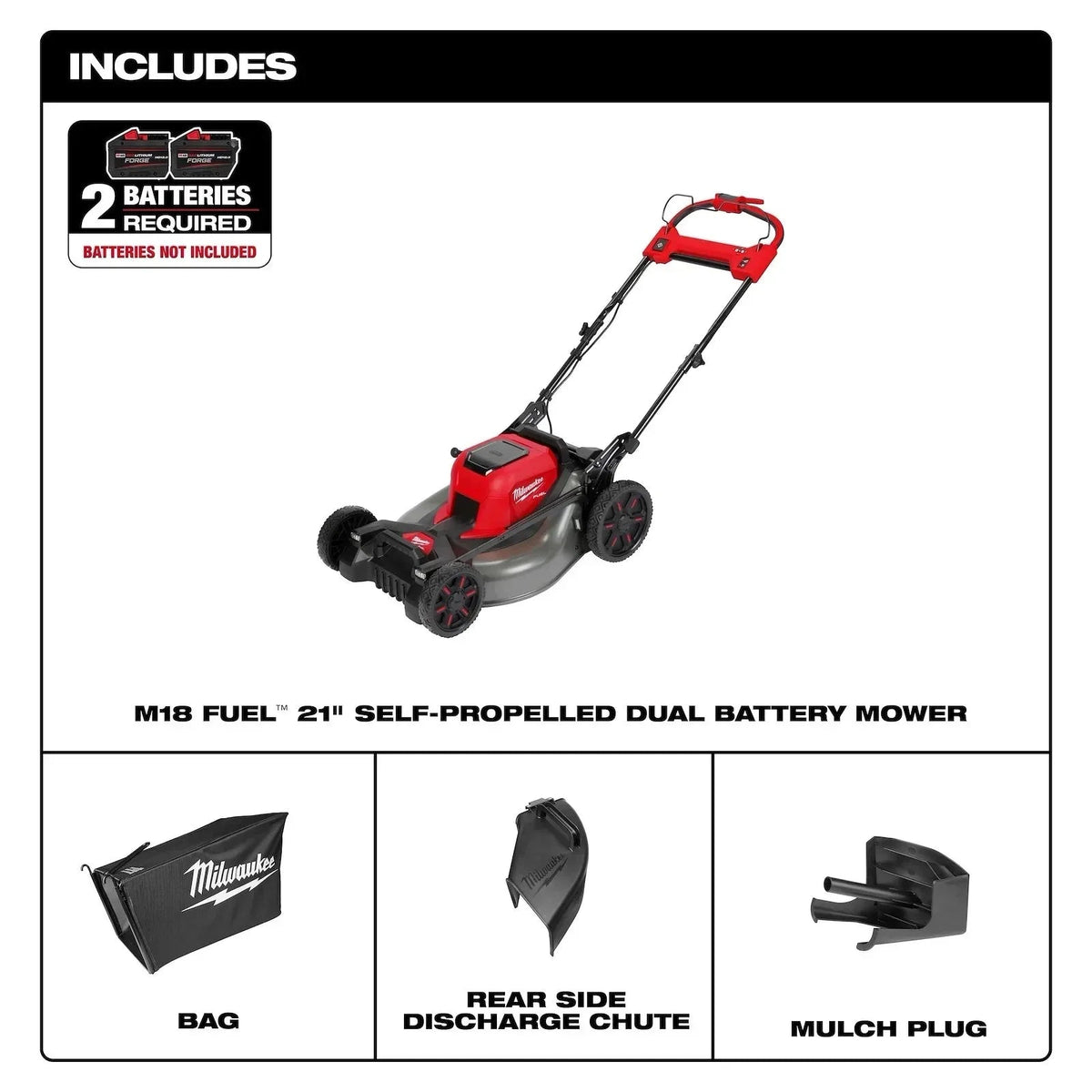 Milwaukee 2823-22HD M18 FUEL Self-Propelled Dual Battery Mower Kits. - Prioka