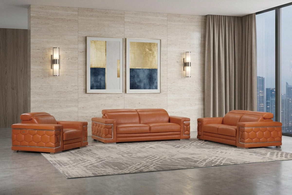 Monaco Leather Seating Set – Camel - Prioka