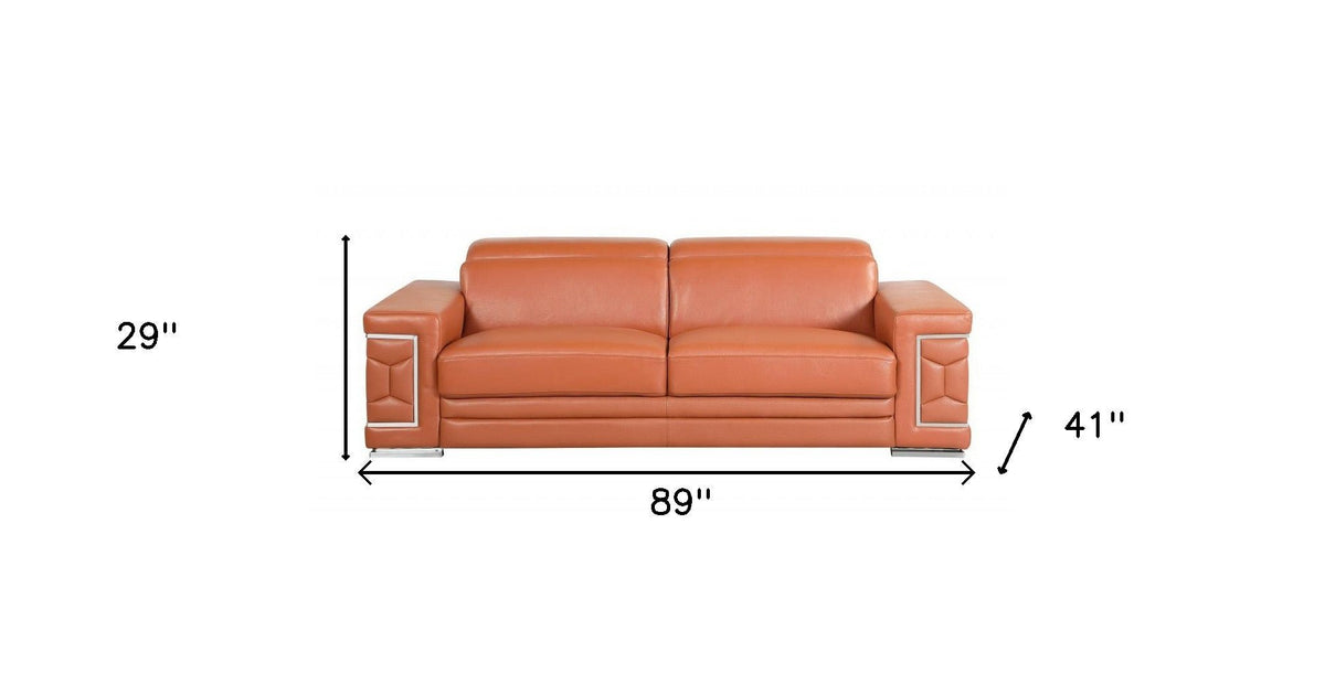 Monaco Leather Sofa – Camel - Prioka