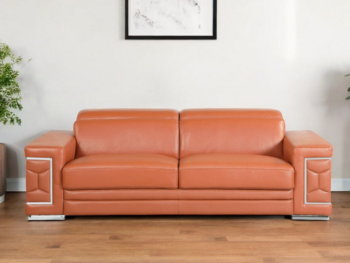 Monaco Leather Sofa – Camel - Prioka