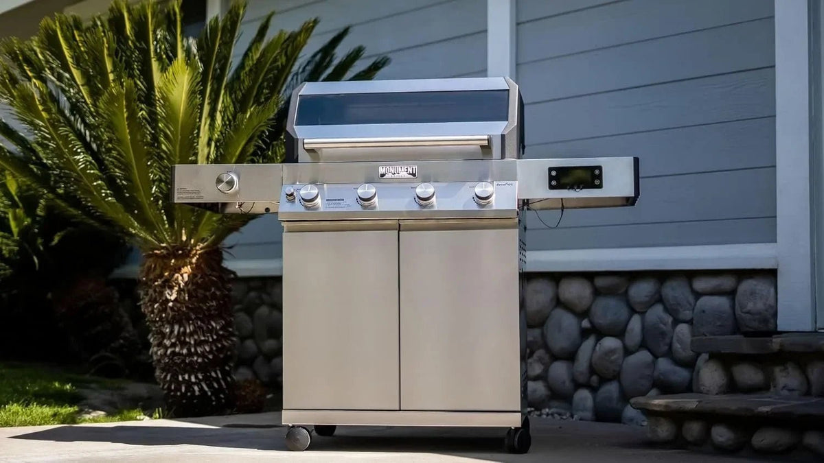 Monument Grills Eminence 405 |Tech Stainless Propane Gas Grills Eminence 405 & Cast Iron Cooking Plate - Prioka