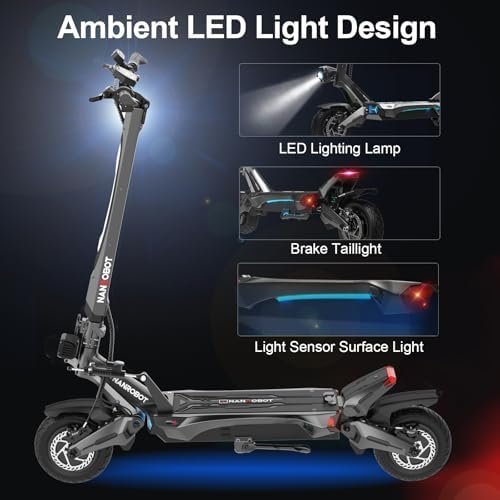 NANROBOT Electric Scooter Adults 50mph Dual Motor Electric Scooter with Suspension 80Miles Range Fast Sports Escooter Folding 10″ Off Road Tires 330LBS Max Load Complies with UL2272 Certification - Prioka