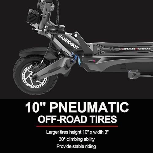 NANROBOT Electric Scooter Adults 50mph Dual Motor Electric Scooter with Suspension 80Miles Range Fast Sports Escooter Folding 10″ Off Road Tires 330LBS Max Load Complies with UL2272 Certification - Prioka