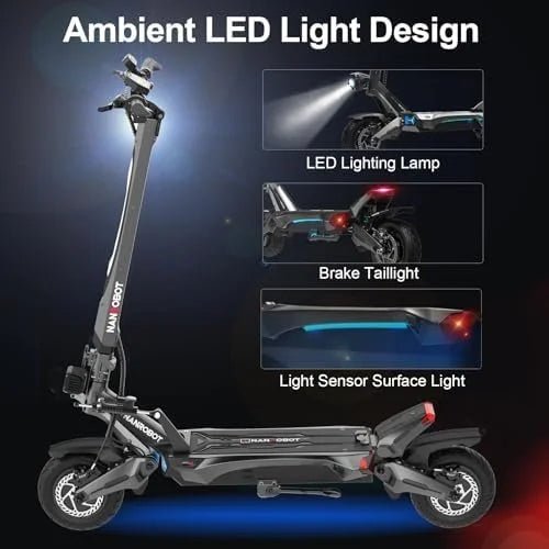 NANROBOT Electric Scooter Adults 50mph Dual Motor Electric Scooter with Suspension 80Miles Range Fast Sports Escooters Folding 10″ Off Road Tires 330LBS Max Loads Complies with UL2272 Certification - Prioka