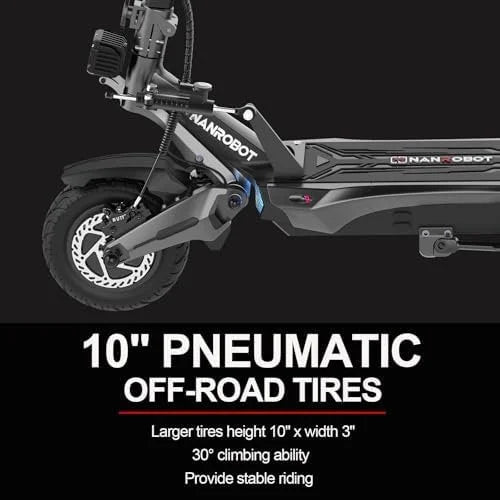 NANROBOT Electric Scooter Adults 50mph Dual Motor Electric Scooter with Suspension 80Miles Range Fast Sports Escooters Folding 10″ Off Road Tires 330LBS Max Loads Complies with UL2272 Certification - Prioka