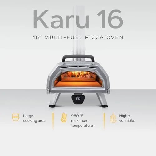 Ooni Karu 16 Multi-Fuel Outdoor Pizza Oven – Wood and Gas Fired Oven – Outdoor Cooking Pizza Oven – Fire and Stonebaked Pizza Ovens for Authentic Homemade Pizzas – Dual Fuel Pizza Makers - Prioka