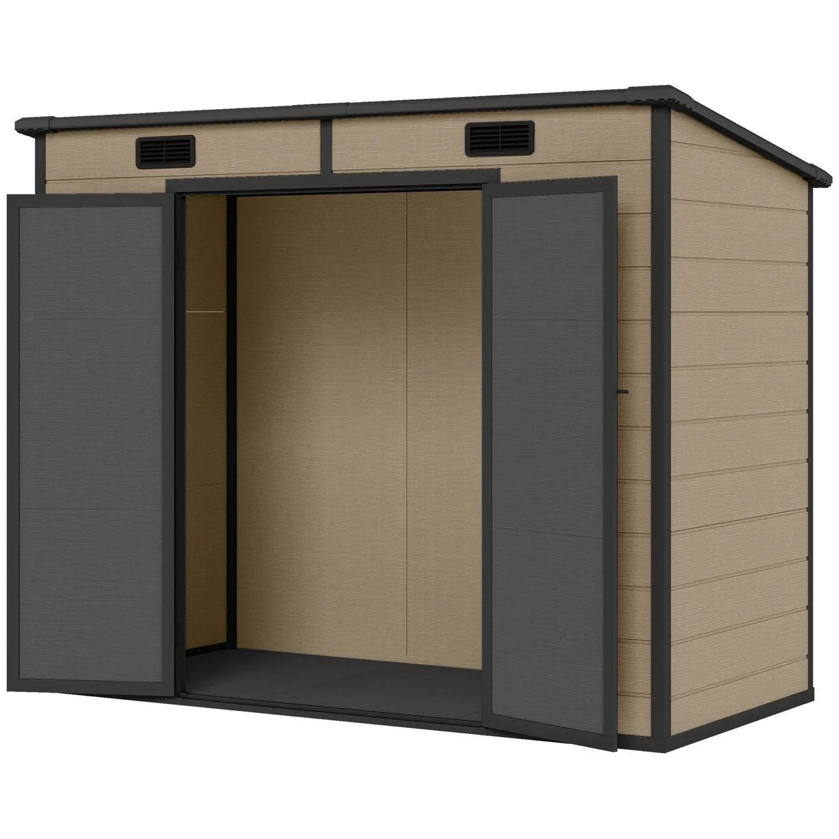 Outsunny 8’×4′ Outdoor Storage Shed Light Brown Resin - Prioka