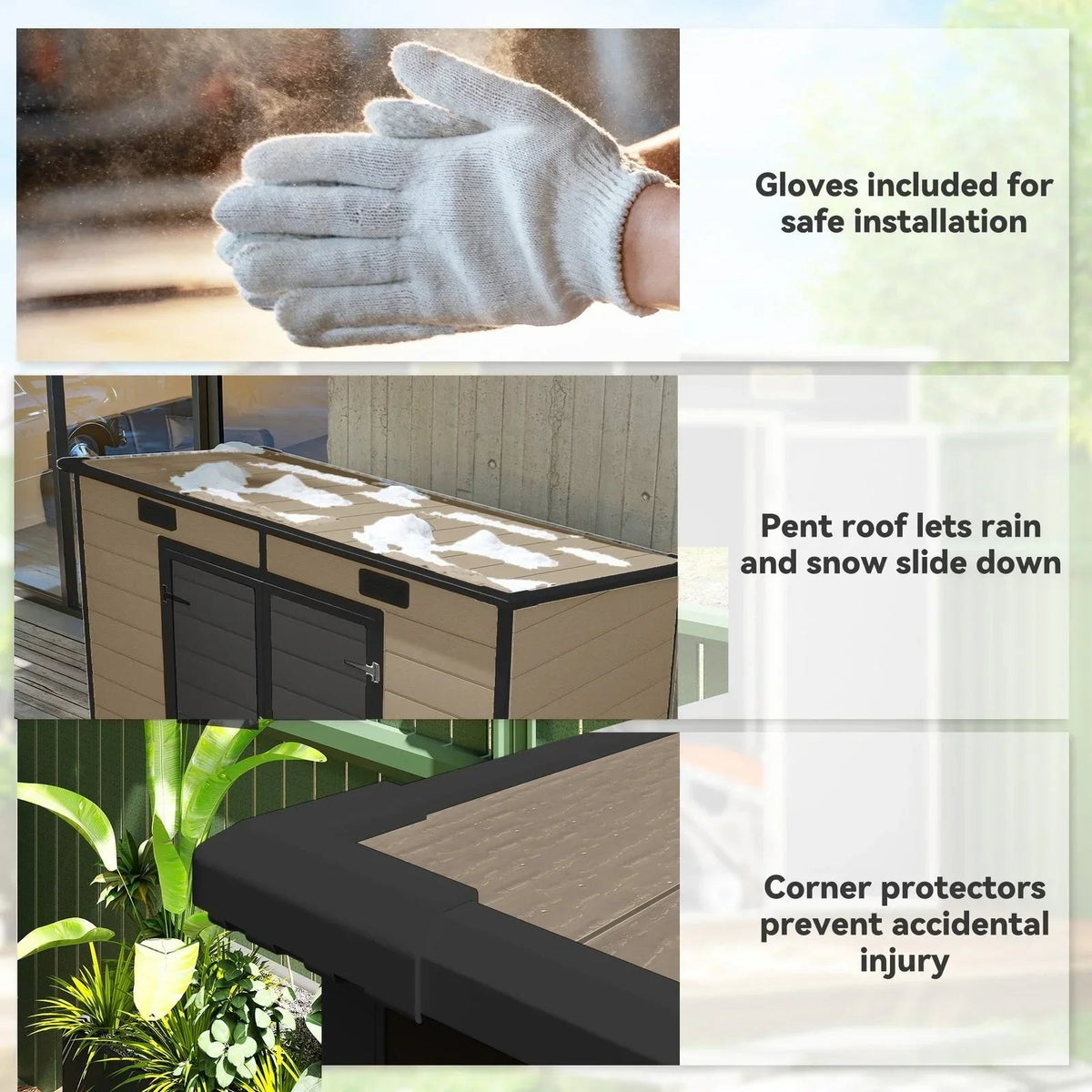 Outsunny 8’×4′ Outdoor Storage Shed Light Brown Resin - Prioka