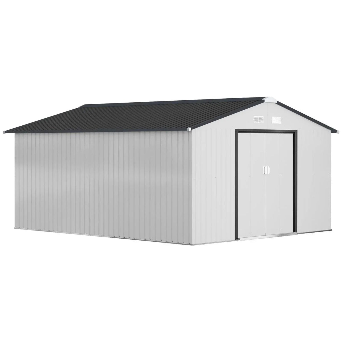 Outsunny Outdoor Storage Shed White 11’×13′ Galvanized Steel - Prioka